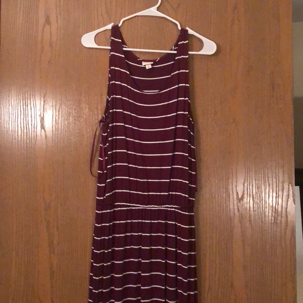 Red and white maxi dress